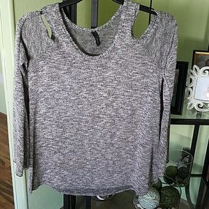 Adorable cold shoulder knit long sleeve top